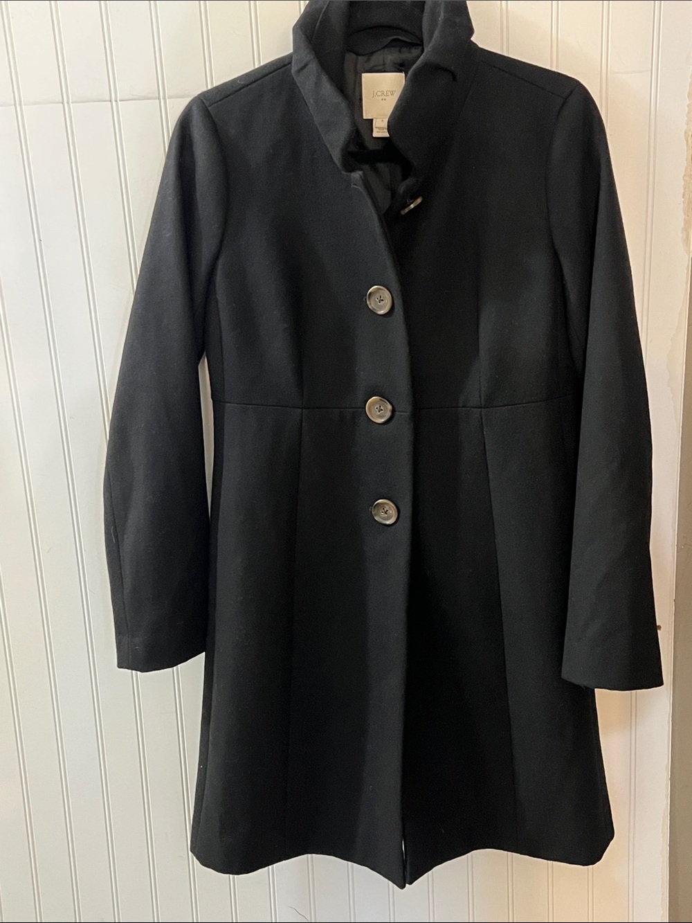 J. Crew Black Single-Breasted Wool Blend Coat Size 4